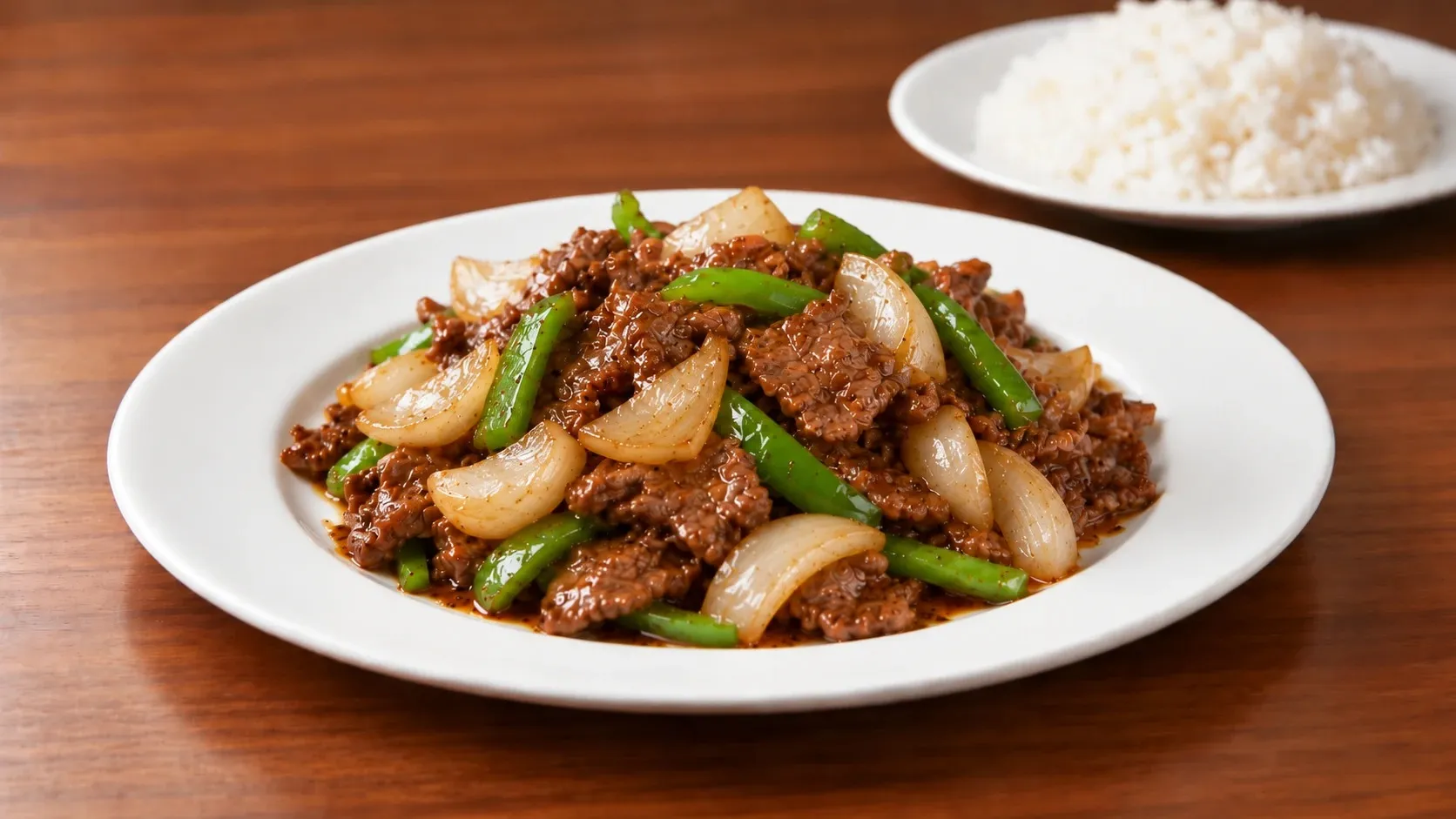 Black pepper beef with capsicum